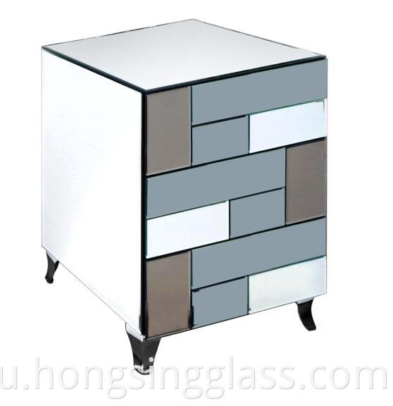 Mixed Mirror Bedside Table Metal Leg Mf 1807